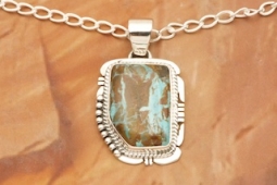 Genuine Boulder Turquoise Sterling Silver Pendant